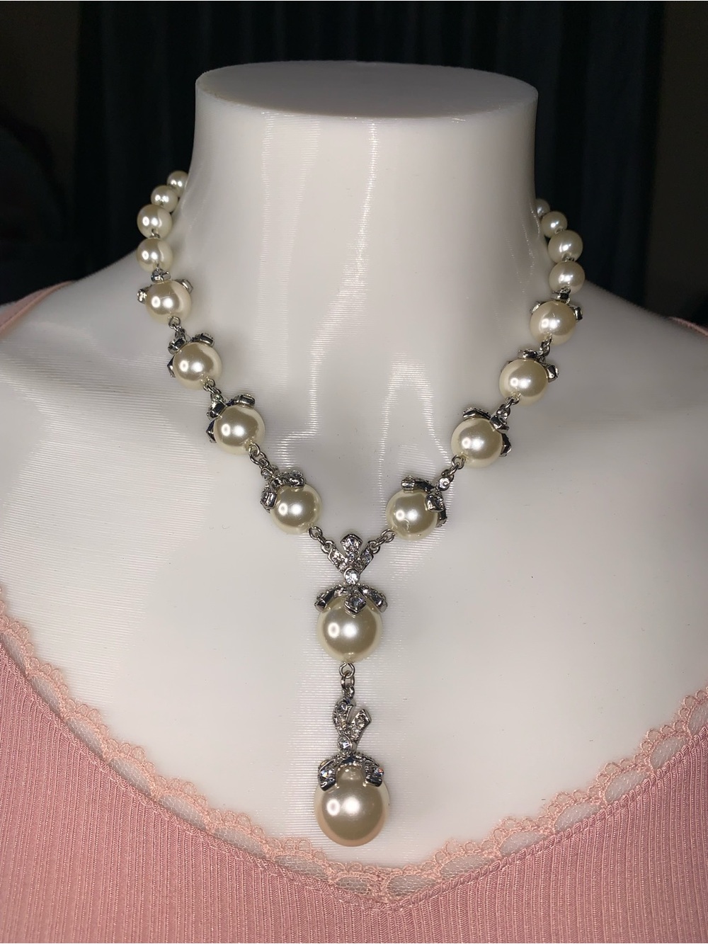 Charter Club Ivory Pearl and Silver Y-Drop Necklace